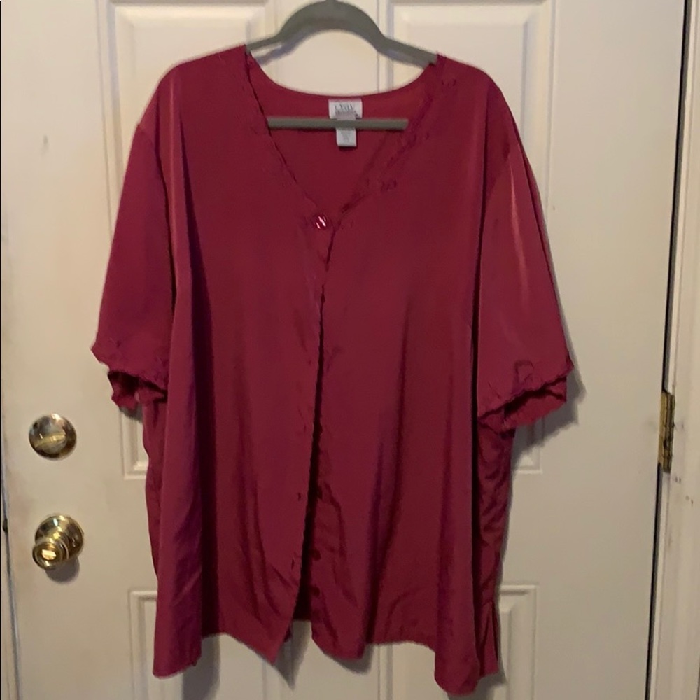 Wine colored button down blouse